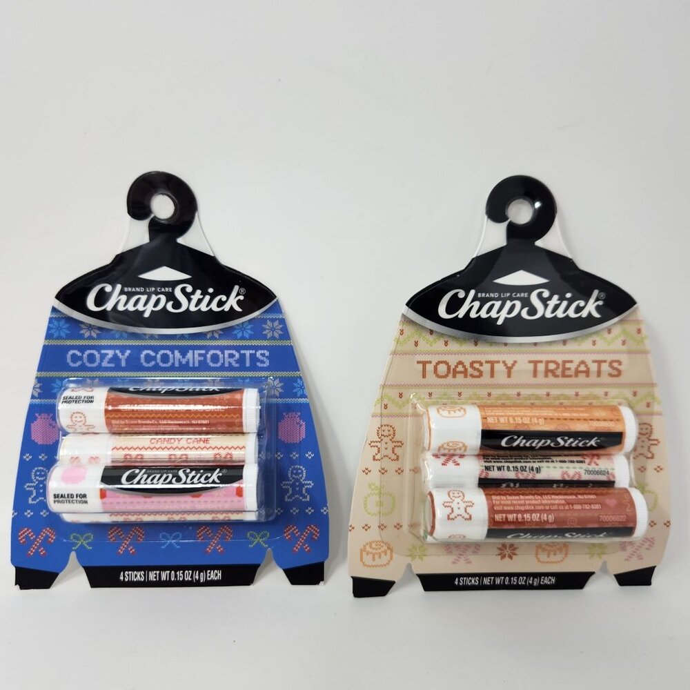 ChapStick Holiday Lip Balm Collection Cozy Comforts & Toasty Treats 4-Stick Pack
